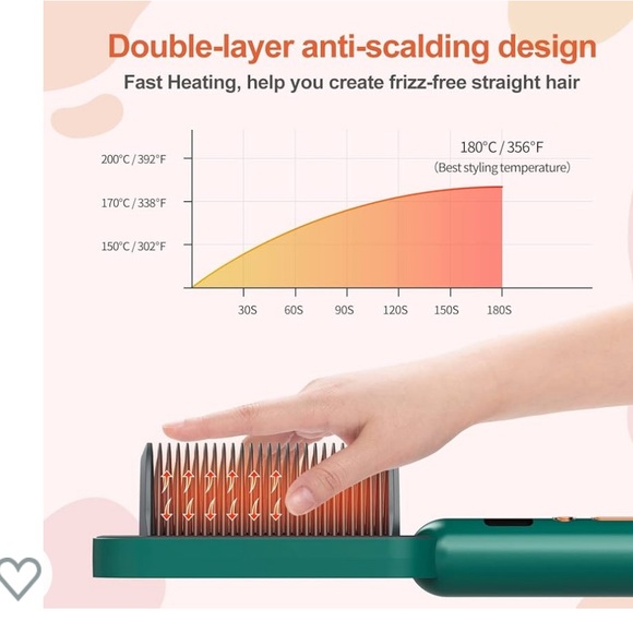 Green Hair Straightening Brush for Women - Picture 4 of 8